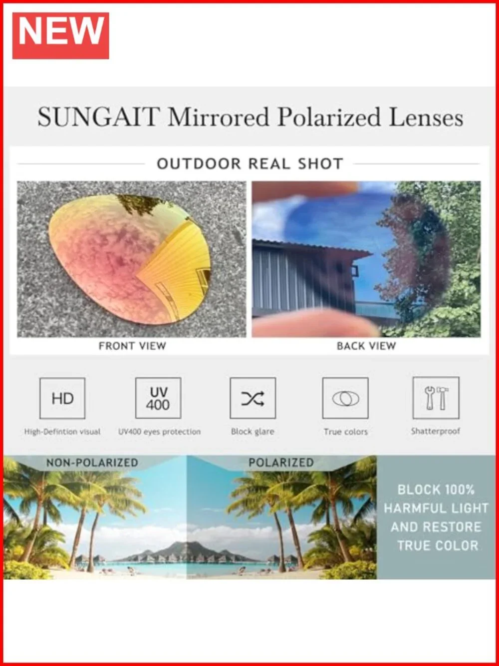 Lightweight Oversized Aviator Sunglasses - Mirrored Polarized Lens Classic Style